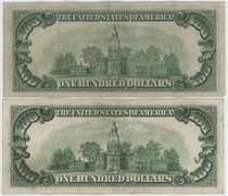 Pair of nice collectible 1934 Series $100 Federal Reserve Note