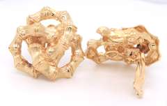 Delightful Yellow Gold Interlocking Bamboo Circle Earrings