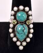 Turquoises Set In Sterling Ring