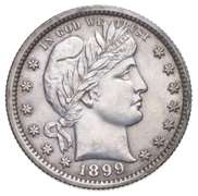 1899 Barber Quarter Dollar - Cleaned