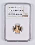 PF70 UCAM 2005-W $5 American Gold Eagle 1/10 Oz. .999 Fine Gold NGC