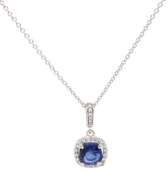 Fantastic 1.40ct Round Sapphire and 0.10ctw Diamond Frame Pendant Necklace
