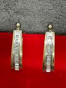 LADIES 14K GOLD AND DIAMOND LOOP EARRINGS