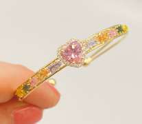 18kt Gold Plated Sterling Silver Gemstone Bangle Bracelet
