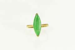 18K Yellow Gold Marquise Navette Jadeite 1960's Vintage Ring