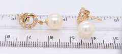 Fantastic Yellow Gold Diamond and Pearl Dangle Earrings
