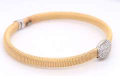 Majestic Yellow Gold Pave oval on Textured Cuff Bangle