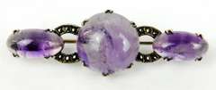 Antique Sterling Amethyst & Marcasite Brooch