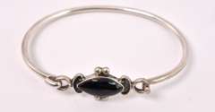 Black Gem Set In Sterling Silver Bracelet