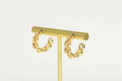 14K Yellow Gold 0.24 Ctw Diamond Circle Rope Pattern Hoop Earrings