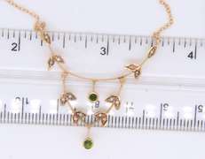 Antique Art Nouveau Natural Seed Pearl and Peridot Necklace