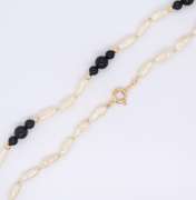 Fresh Water Pearl and Black Onyx and Gold Bead Necklace