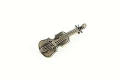 Sterling Silver 3D Ornate Violin Music Stringed Instrument Pin/Brooch