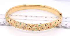 Incredible Yellow Gold Bangle with Multi Color Enamel Dots
