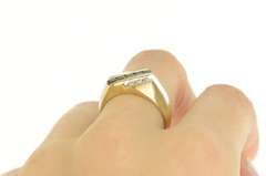 14K Yellow Gold 1.03 Ctw Sapphire Diamond Striped Squared Ring
