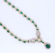 Majestic Yellow Gold Emerald and Diamond Necklace