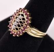 Brilliant Ruby and Diamond Ring in Yellow Gold