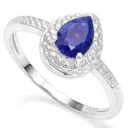 1.00 CT ENHANCED GENUINE SAPPHIRE & DIAMOND 925 STERLING SILVER RING