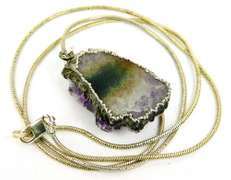 Sterling Amethyst Geode Pendant & Chain