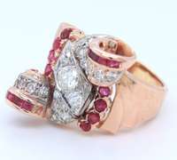 Retro 30's approximate 0.40ctw Diamond and Ruby Ring
