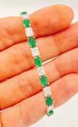 Beautiful 18kt Solid White Gold, Emerald, & Diamond Bracelet