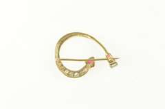 14K Yellow Gold 0.77 Ctw Ruby Diamond Ornate Swirl Curve Pendant