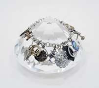 Vintage Sterling Chain Bracelet With 16 Different Theme Charms, Mostly Souvenirs