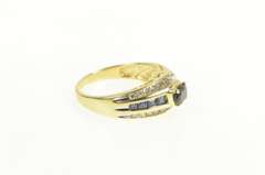 14K Yellow Gold 1.25 Ctw Oval Sapphire Diamond Engagement Ring