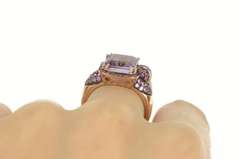 14K Rose Gold 5.85 Ctw Amethyst Tourmaline Pave Statement Ring