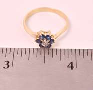 Beautiful Diamond and Blue Sapphire Ring in 14K Yellow Gold