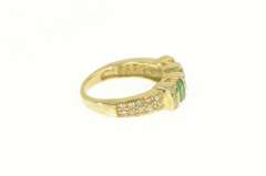10K Yellow Gold 1.64 Ctw Oval Emerald Diamond Squared Ring