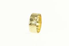 14K Yellow Gold Scroll 1950's Paisley Vintage Band 6mm Ring