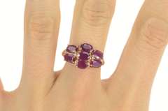 14K Rose Gold 4.06 Ctw Oval Ruby Diamond Cluster Statement Ring