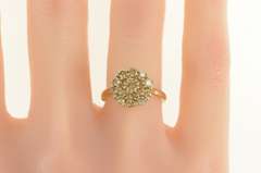 10K Yellow Gold 1.00 Ctw Diamond Round Halo Cluster Vintage Ring