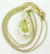 Sterling Green Gemstone Large Pendant & Chain