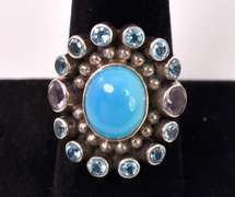 Multi-gem Sterling Silver Ring
