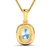 14 Kt Yellow Gold Aquamarine Diamond Pendant