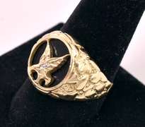 Magnificent Eagle Men's Ring in Yellow Gold