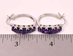 Amethyst Hoop Earrings in Sterling