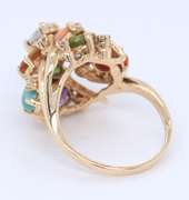 Powerful Yellow Gold Diamond and Multi Gemstone Cocktail Ring