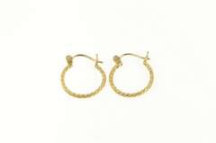 14K Yellow Gold Twist Rope Chain Pattern 15.9mm Hoop Earrings