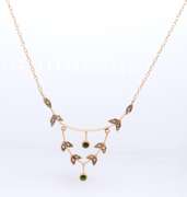 Antique Art Nouveau Natural Seed Pearl and Peridot Necklace