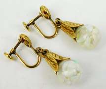 Wonderful Vintage Gold Filled Floating Opal Earrings