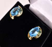Brilliant Blue Topaz Earrings in 14K Yellow Gold