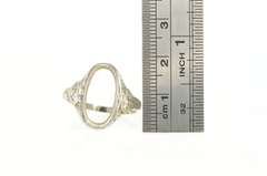 14K White Gold Art Deco Ornate Oval Filigree Setting Ring