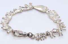 Vintage 925 Sterling Silver Animal Link Bracelet