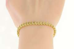 14K Yellow Gold 0.50 Ctw Classic Wavy Link Diamond Tennis Bracelet