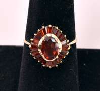 Gorgeous Garnet Cluster Ring in Yellow Gold