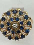 LADIES VINTAGE 14K GOLD DIAMOND AND SAPPHIRE DOME RING