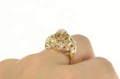 14K Yellow Gold 0.33 Ct Diamond Floral Leaf Domed Engagement Ring